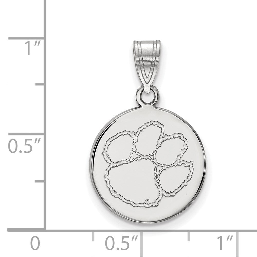 10K White Gold Clemson University Medium Disc Pendant
