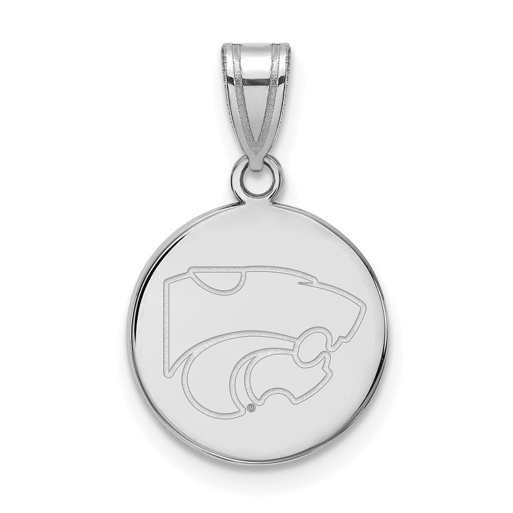 Sterling Silver Rhodium-plated Kansas State U. Medium Disc Pendant