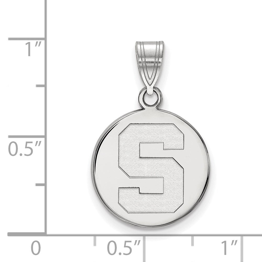Sterling Silver Rhodium-plated Michigan State U. Medium Disc Pendant