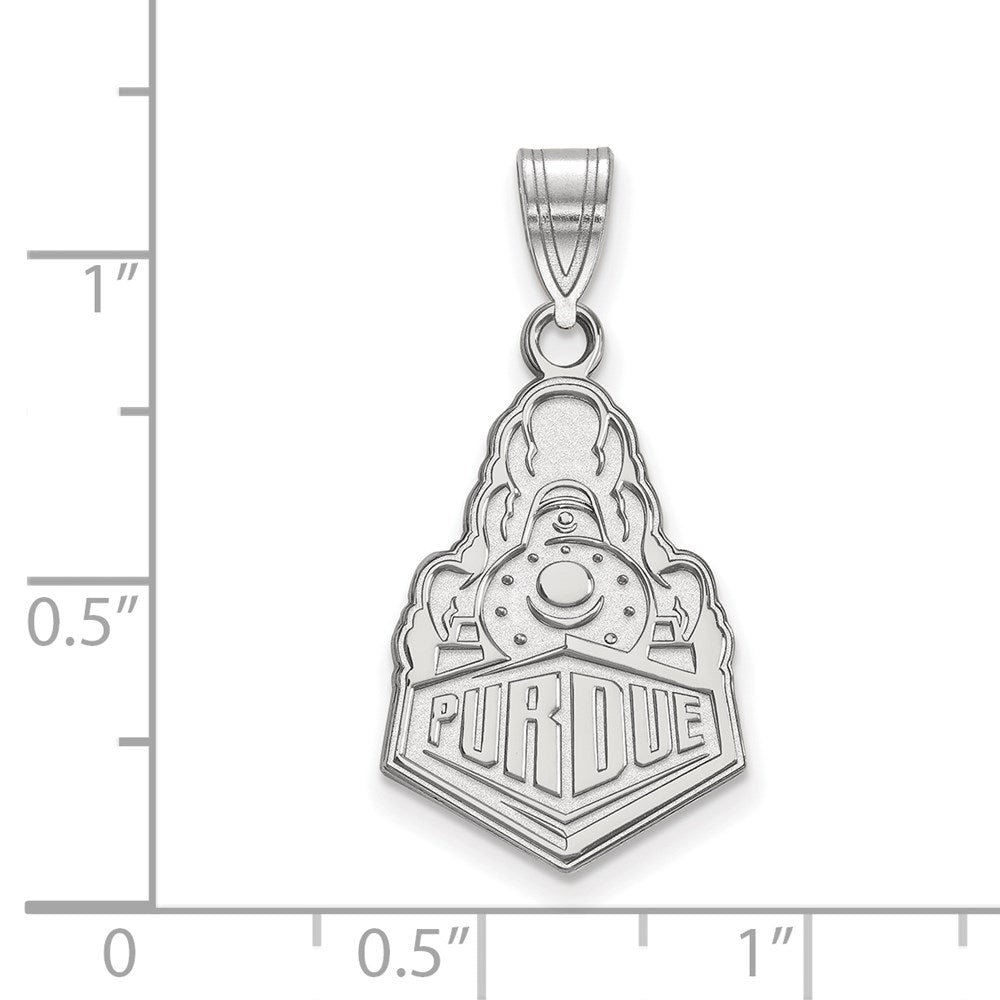 Sterling Silver Rhodium-plated Purdue Univ. Large Pendant