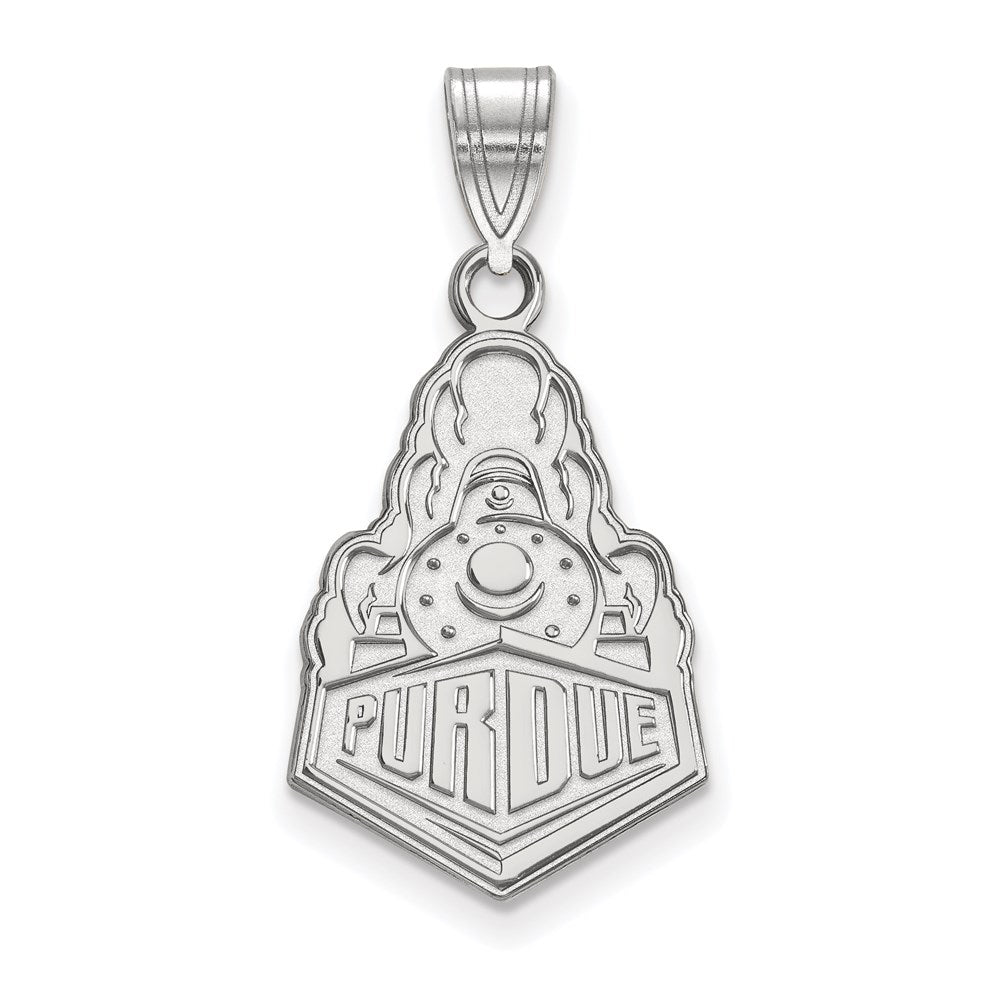 Sterling Silver Rhodium-plated Purdue Univ. Large Pendant