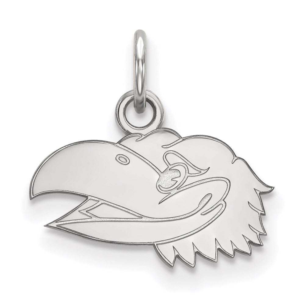 Sterling Silver Rhodium-plated University of Kansas XS Pendant