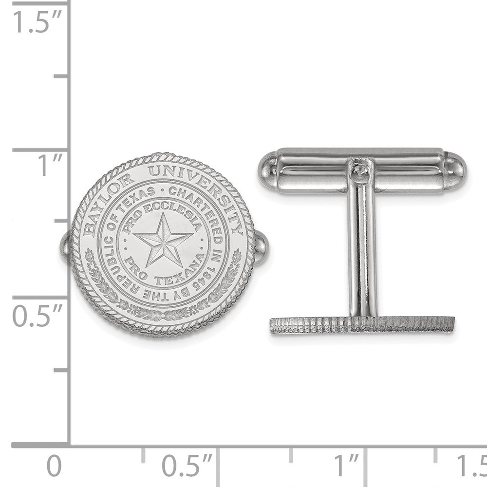 Sterling Silver Rhodium-plated Baylor University Crest Cuff Links