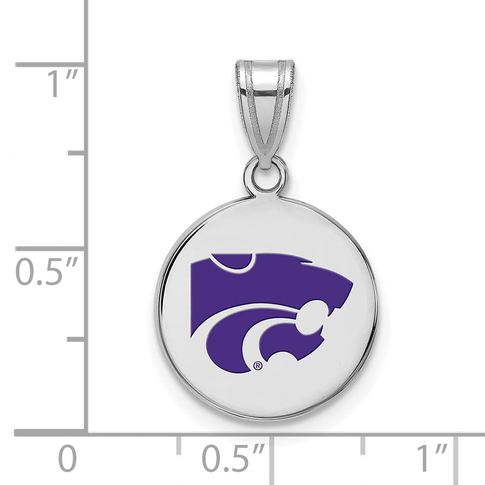 Sterling Silver Rhodium-plated Kansas State U. Medium Enamel Disc Pendant