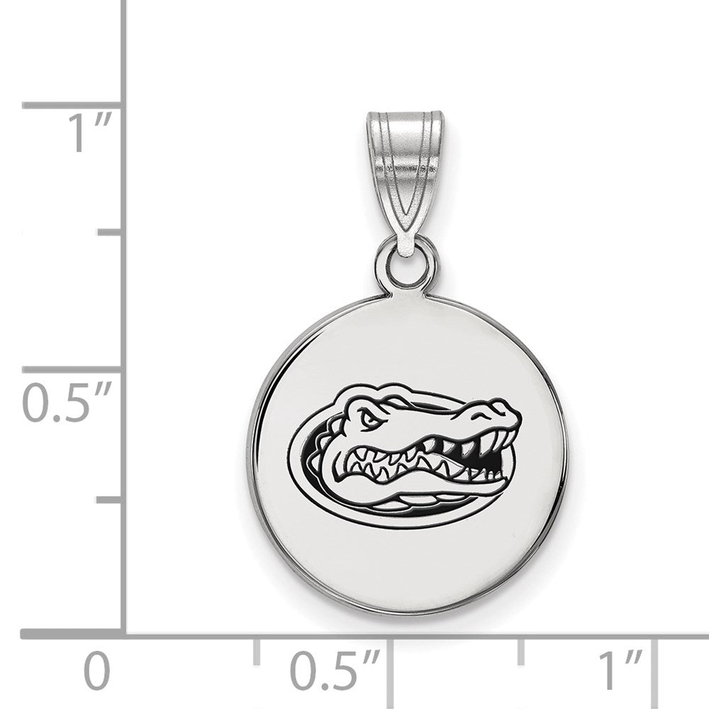 Sterling Silver Rhodium-plated U. of Florida Medium Enamel Disc Pendant