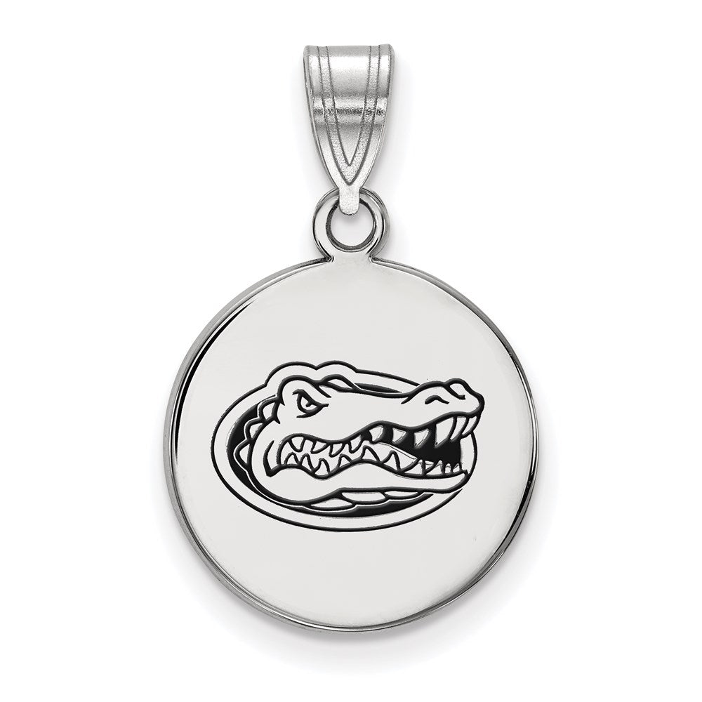 Sterling Silver Rhodium-plated U. of Florida Medium Enamel Disc Pendant