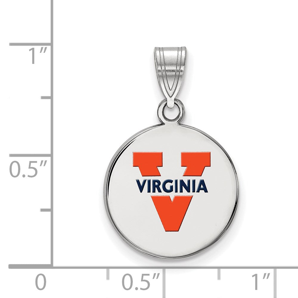 Sterling Silver Rhodium-plated U. of Virginia Medium Enamel Disc Pendant