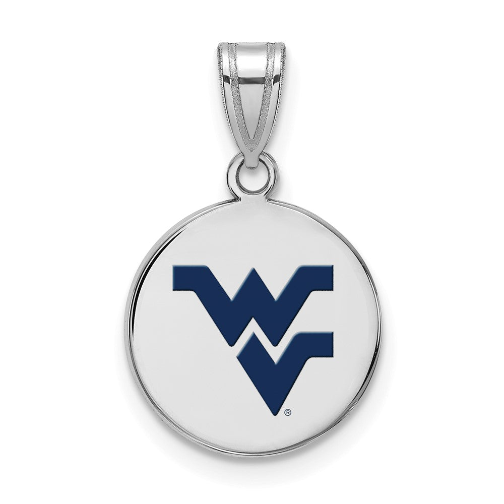 Sterling Silver Rhodium-plated West Virginia U. Medium Enamel Pendant