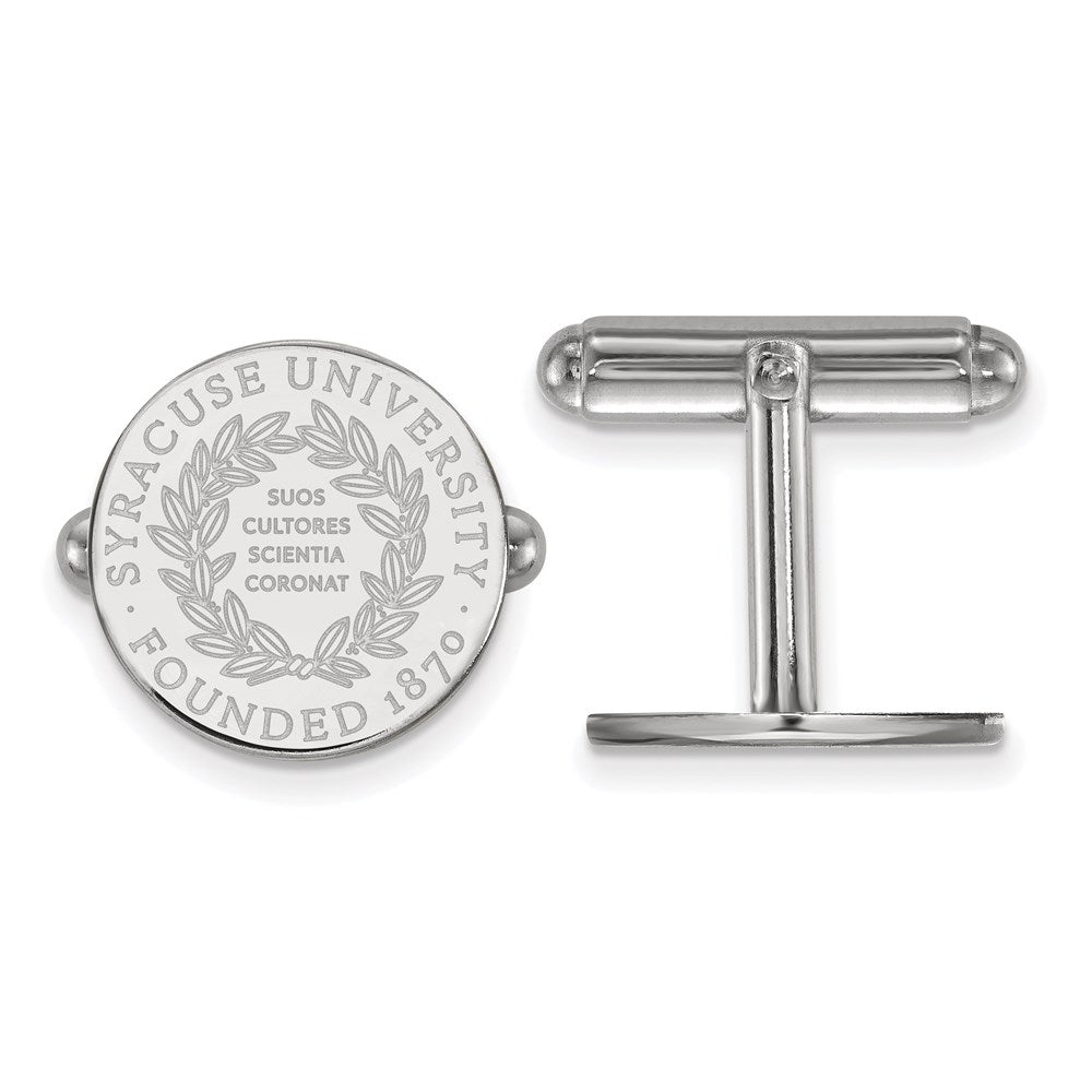 Sterling Silver Rhodium-plated Syracuse University Crest Cuff Links
