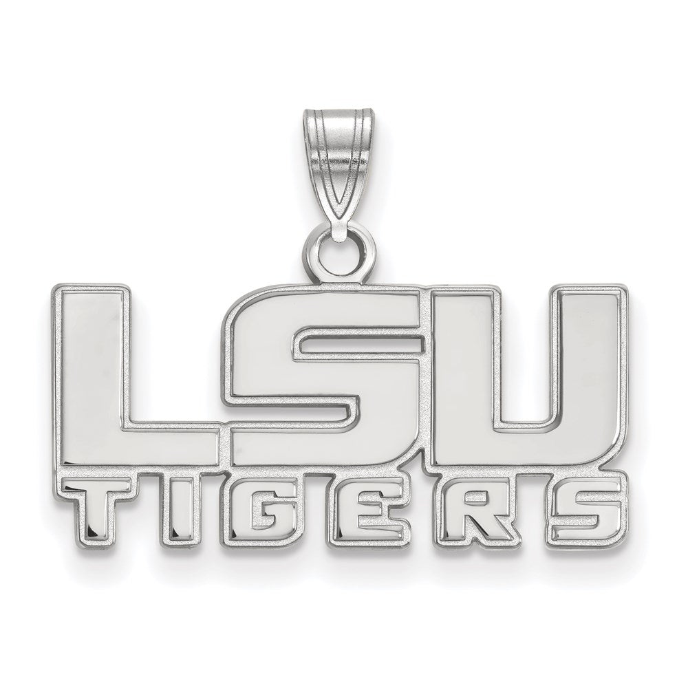 Sterling Silver Rhodium-plated Louisiana State U. Small Pendant