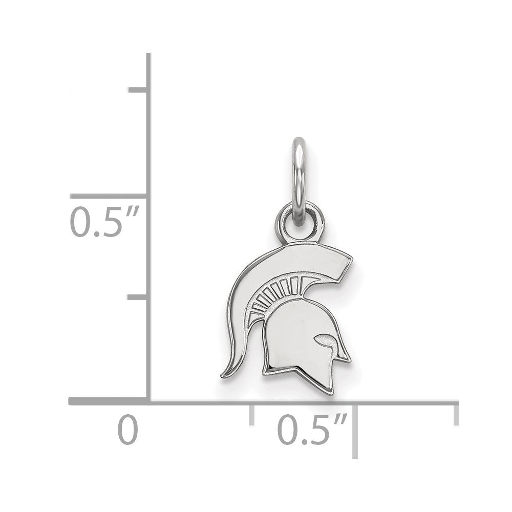 Sterling Silver Rhodium-plated Michigan State University XS Pendant