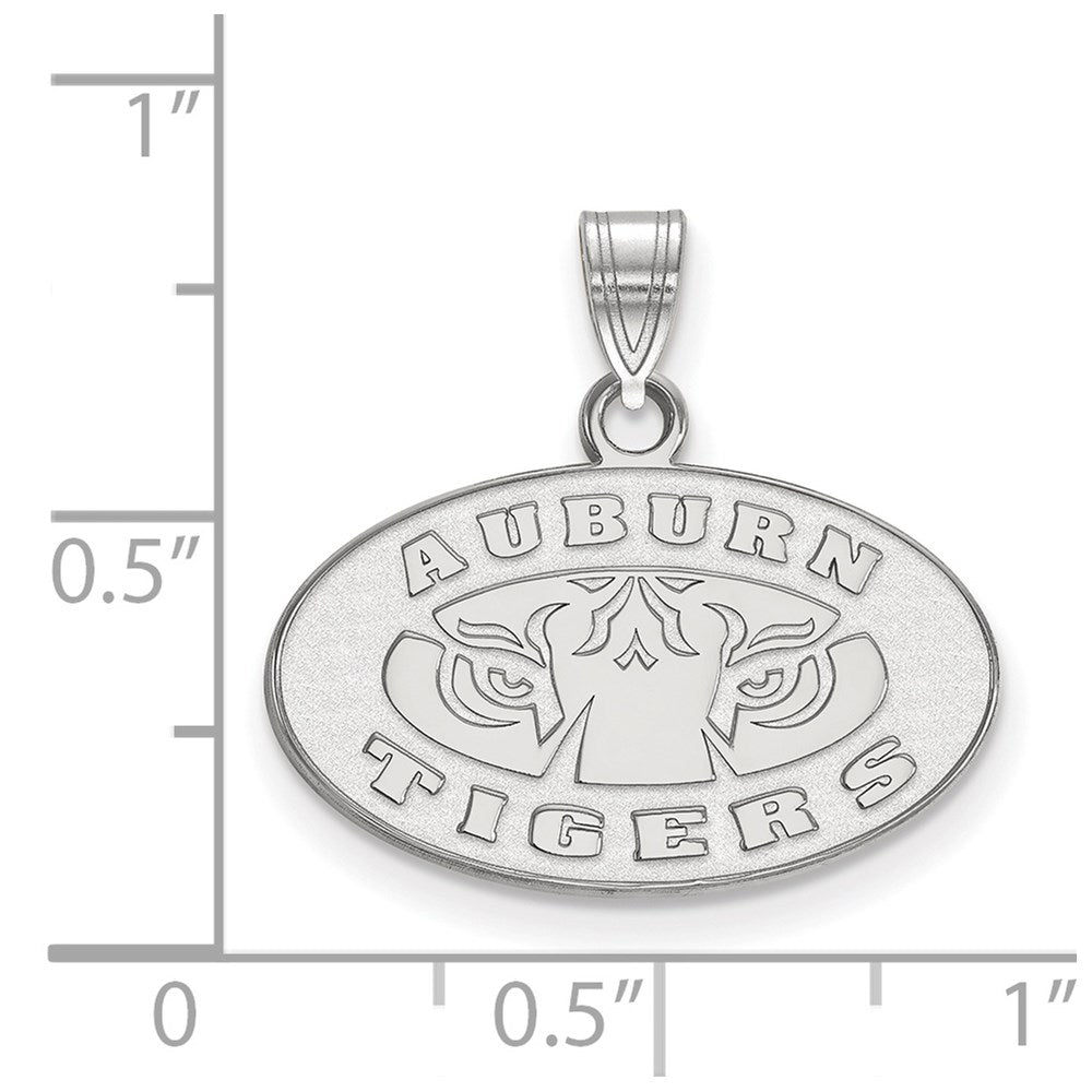 Sterling Silver Rhodium-plated Auburn Tigers Small Pendant