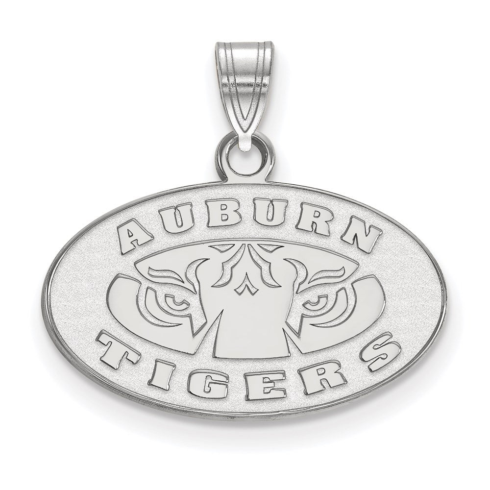 Sterling Silver Rhodium-plated Auburn Tigers Small Pendant