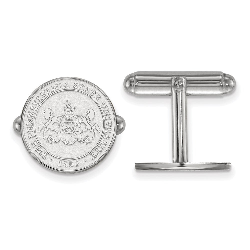 Sterling Silver Rhodium-plated Penn State University Crest Cuff Links