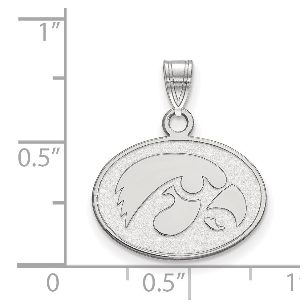 Sterling Silver Rhodium-plated University of Iowa Small Pendant