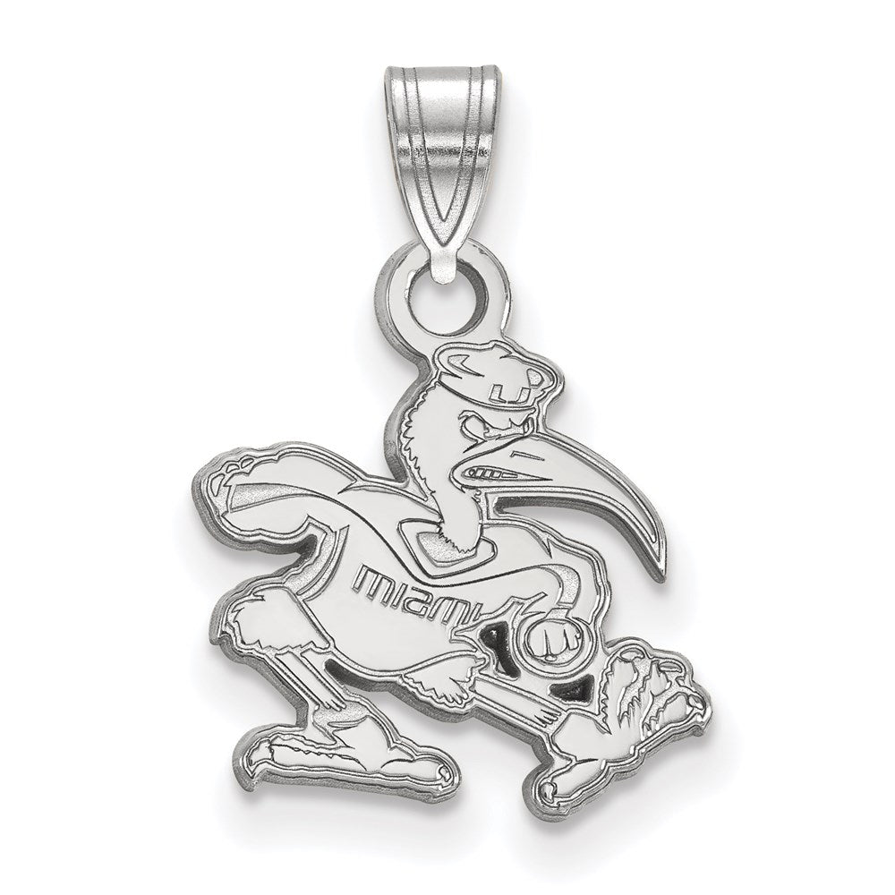 Sterling Silver Rhodium-plated University of Miami Small Pendant