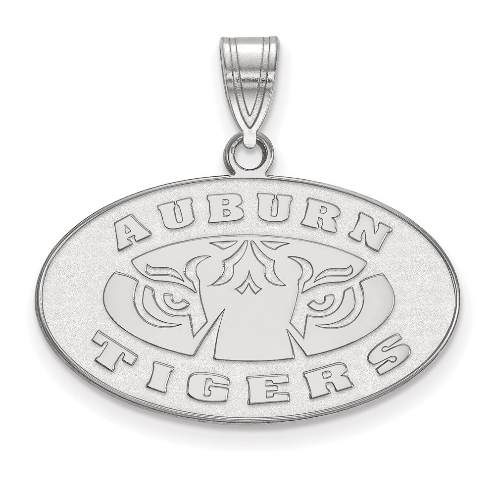 Sterling Silver Rhodium-plated Auburn Tigers Medium Pendant