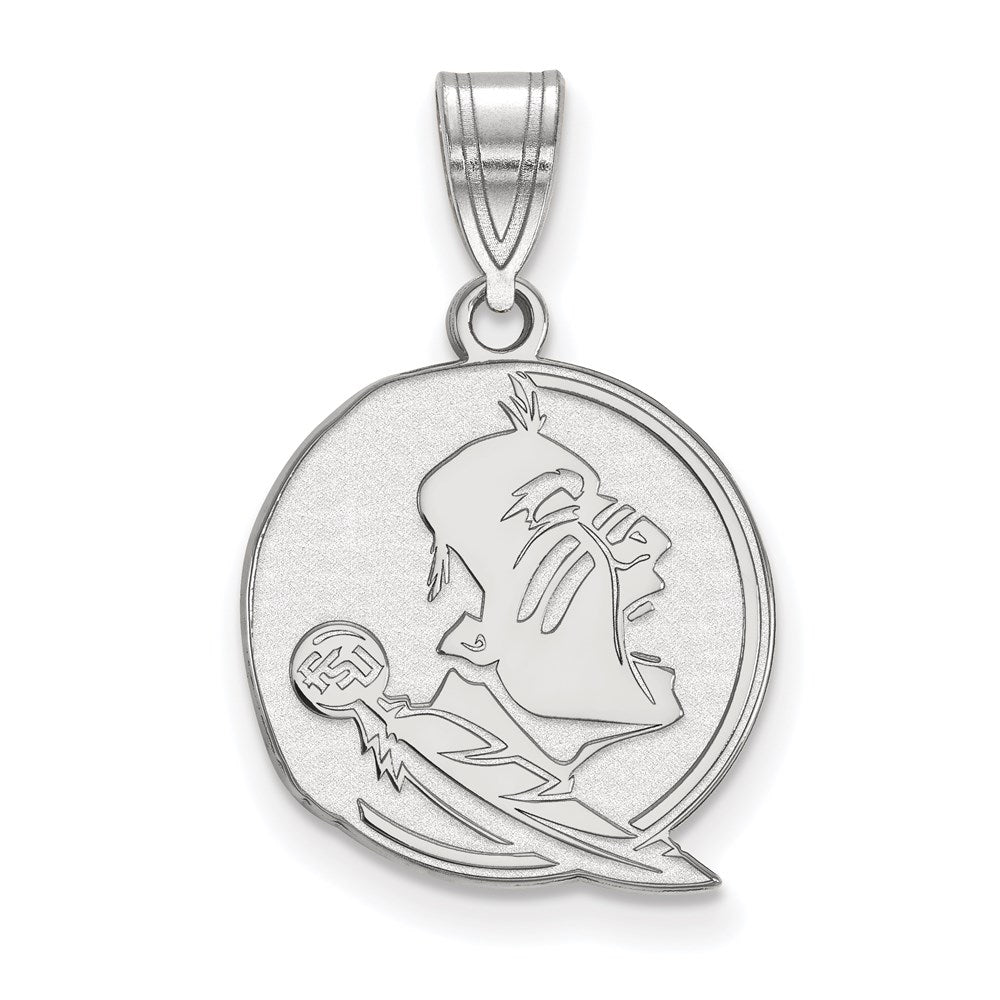 Sterling Silver Rhodium-plated Florida State University Medium Pendant