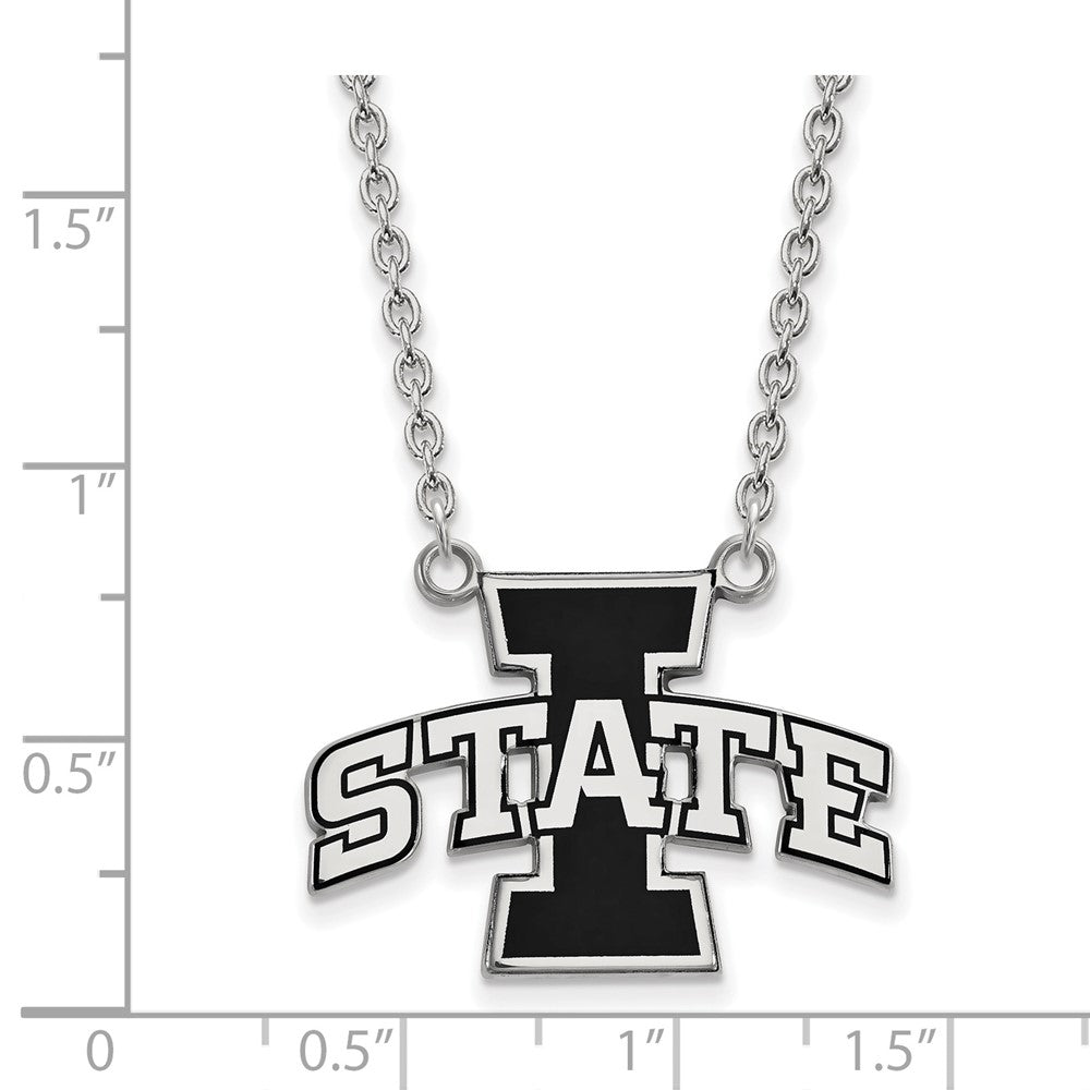 Sterling Silver Rhodium-plated Iowa State U. Large Enamel Necklace