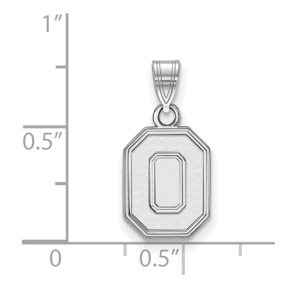 Sterling Silver Rhodium-plated Ohio State University Small Pendant