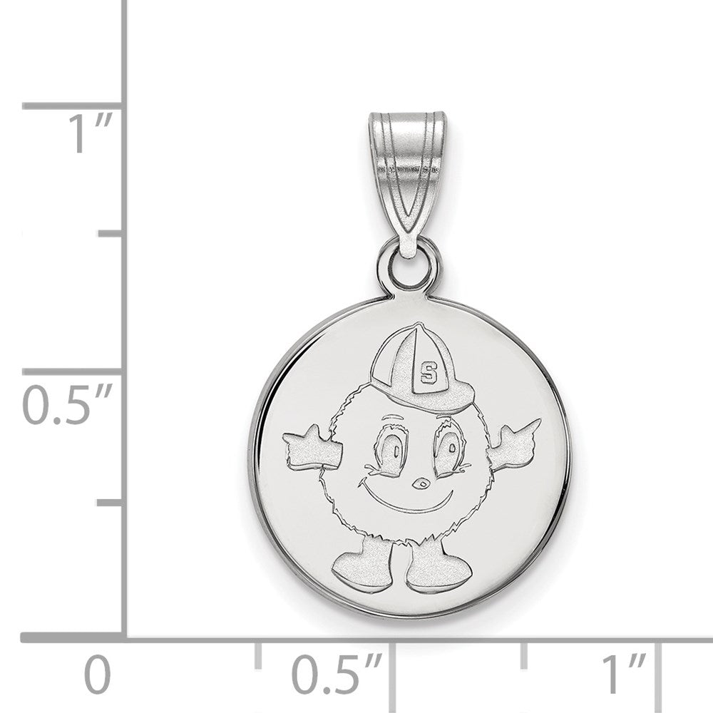 Sterling Silver Rhodium-plated Syracuse U. Medium Disc Pendant