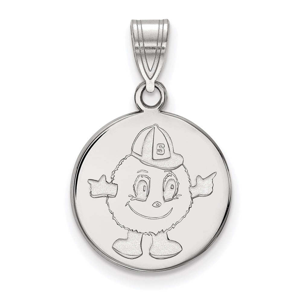 Sterling Silver Rhodium-plated Syracuse U. Medium Disc Pendant