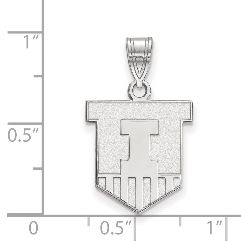 Sterling Silver Rhodium-plated University of Illinois Medium Pendant