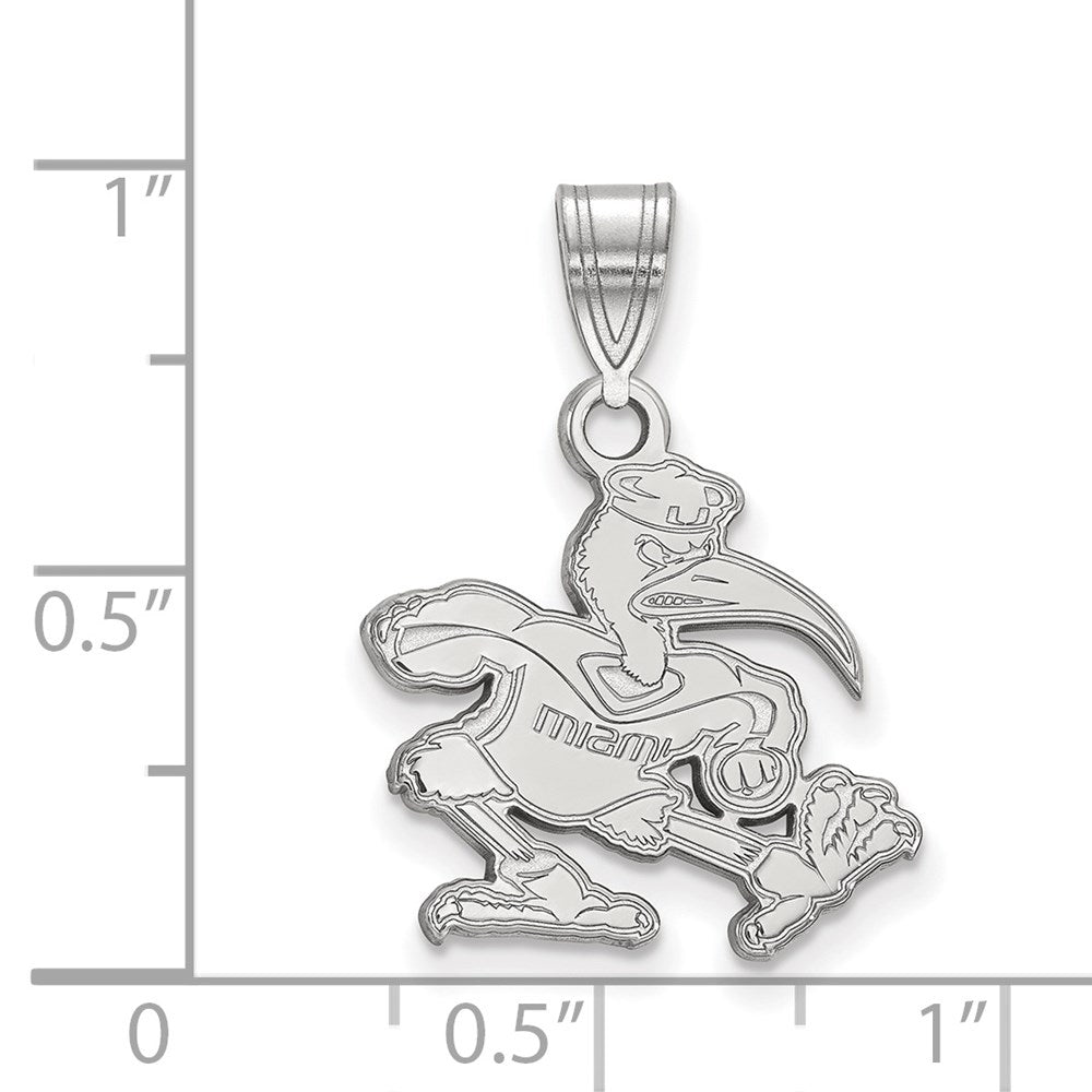 Sterling Silver Rhodium-plated University of Miami Medium Pendant