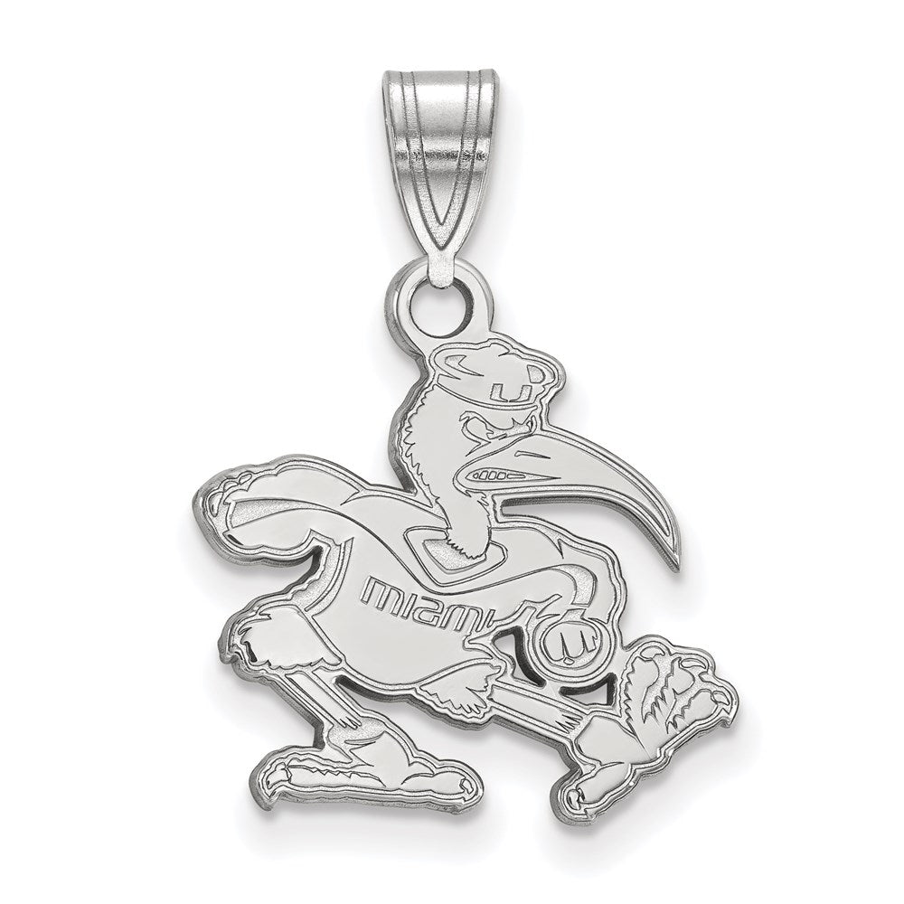 Sterling Silver Rhodium-plated University of Miami Medium Pendant