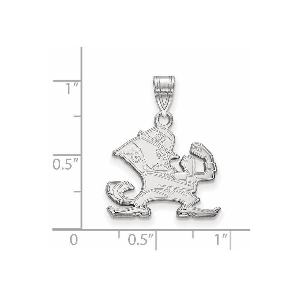 Sterling Silver Rhodium-plated U. of Notre Dame Medium Pendant