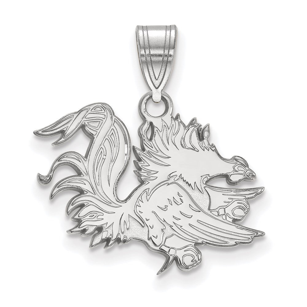 Sterling Silver Rhodium-plated Univ. of South Carolina Medium Pendant