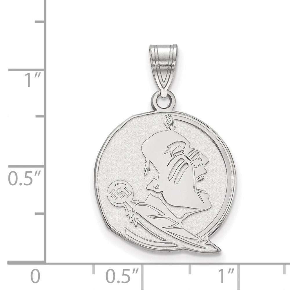 Sterling Silver Rhodium-plated Florida State University Large Pendant