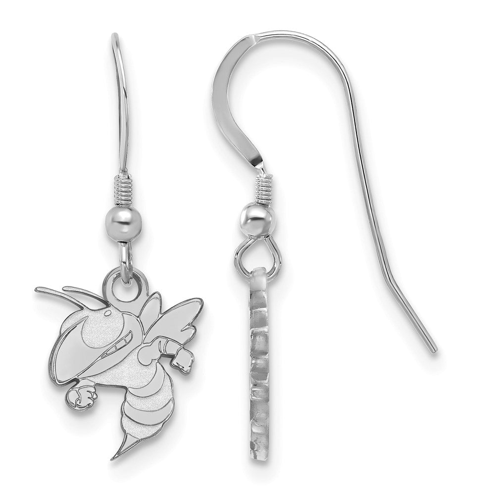 Sterling Silver Rhodium-plated Georgia Tech Yellow Jacket Dangle Earring