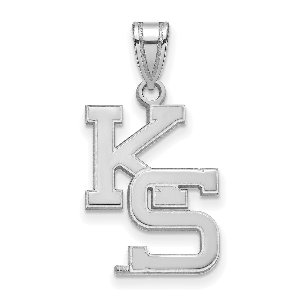 Sterling Silver Rhodium-plated Kansas State University Large Pendant