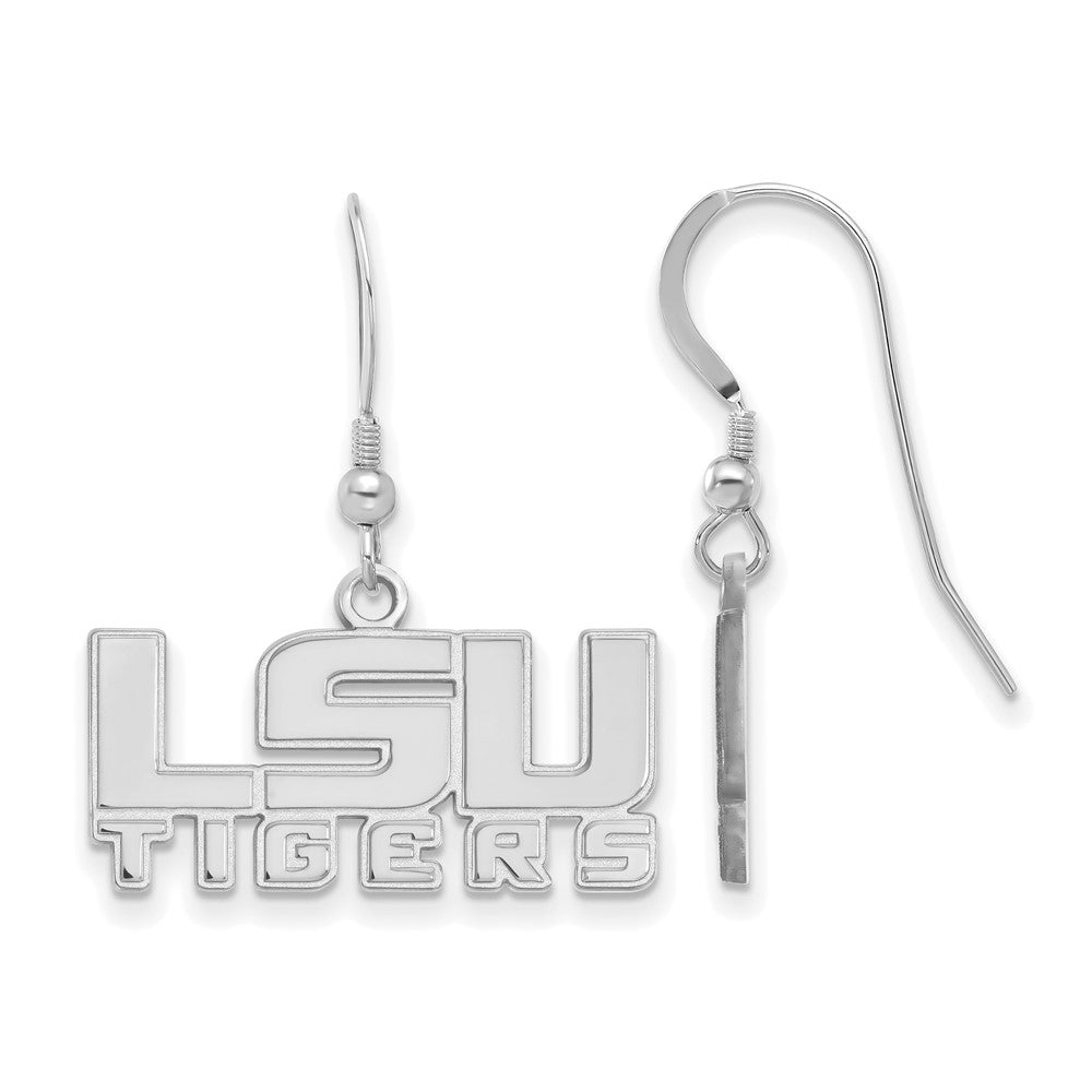 Sterling Silver Rhodium-plated Louisiana State U. Small Dangle Earrings