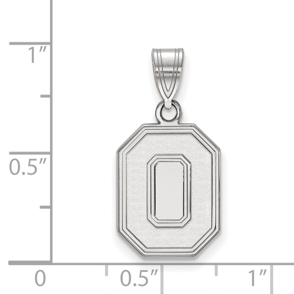 Sterling Silver Rhodium-plated Ohio State University Medium Pendant