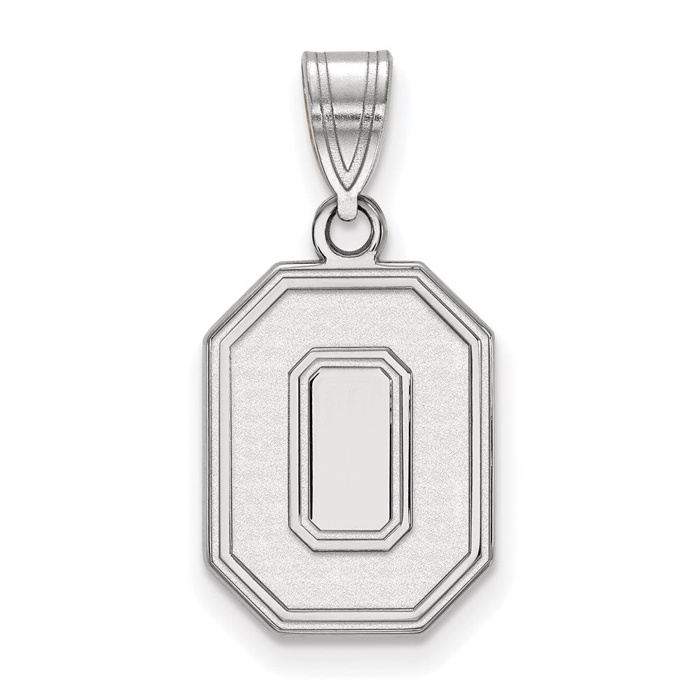 Sterling Silver Rhodium-plated Ohio State University Medium Pendant