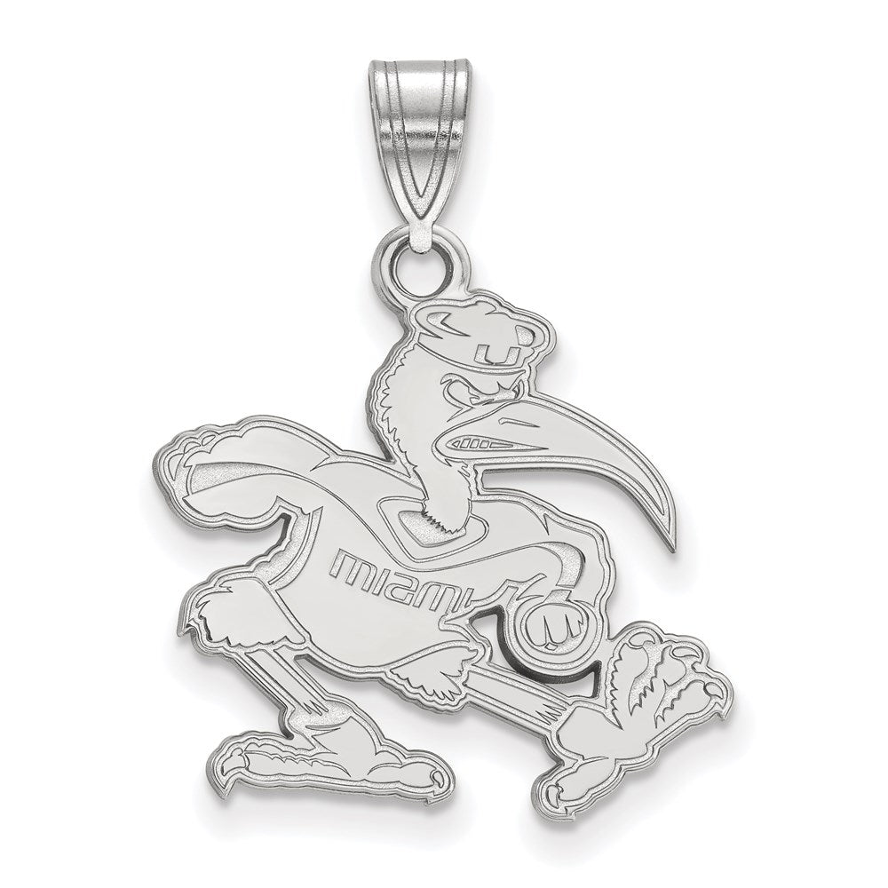 Sterling Silver Rhodium-plated University of Miami Large Pendant