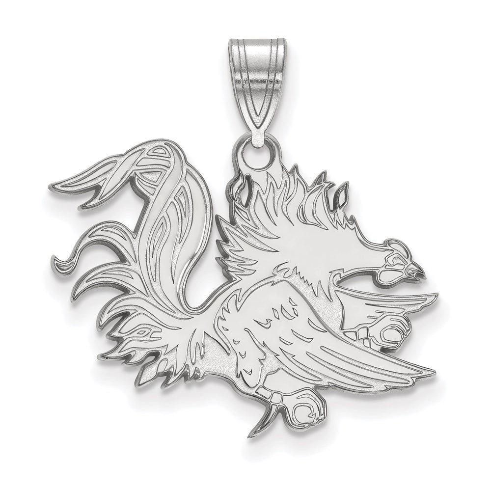 Sterling Silver Rhodium-plated Univ. of South Carolina Large Pendant
