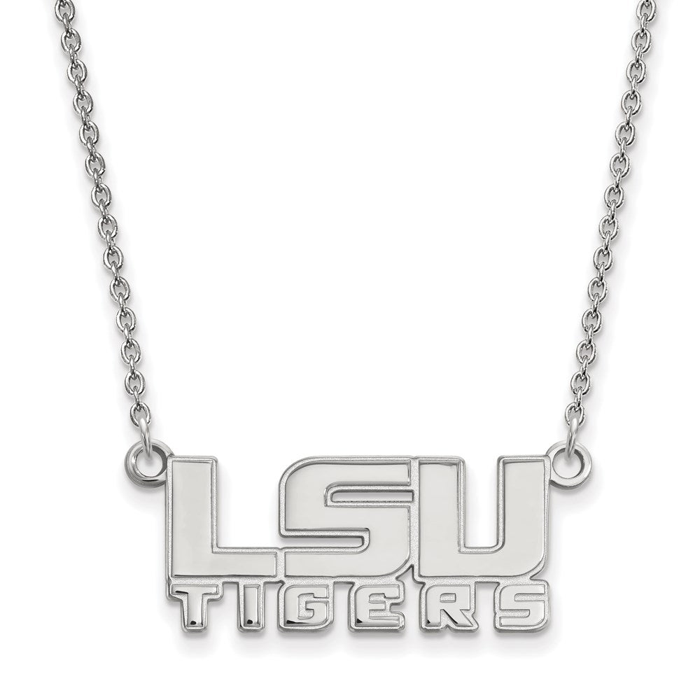 Sterling Silver Rhodium-plated Louisiana State U. Small Pendant Necklace