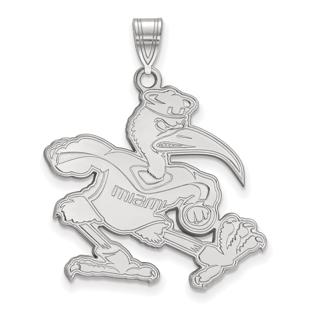 Sterling Silver Rhodium-plated University of Miami XL Pendant