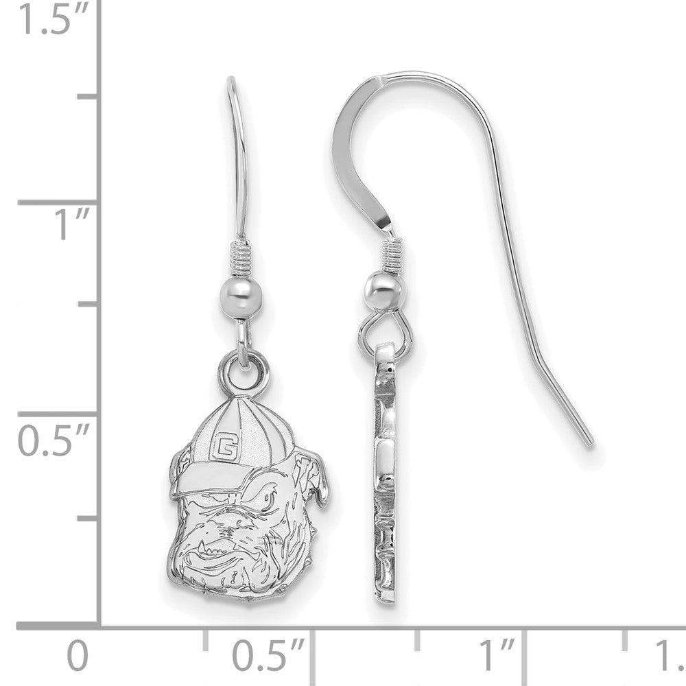Sterling Silver Rhodium-plated University of Georgia Small Dangle Earrings