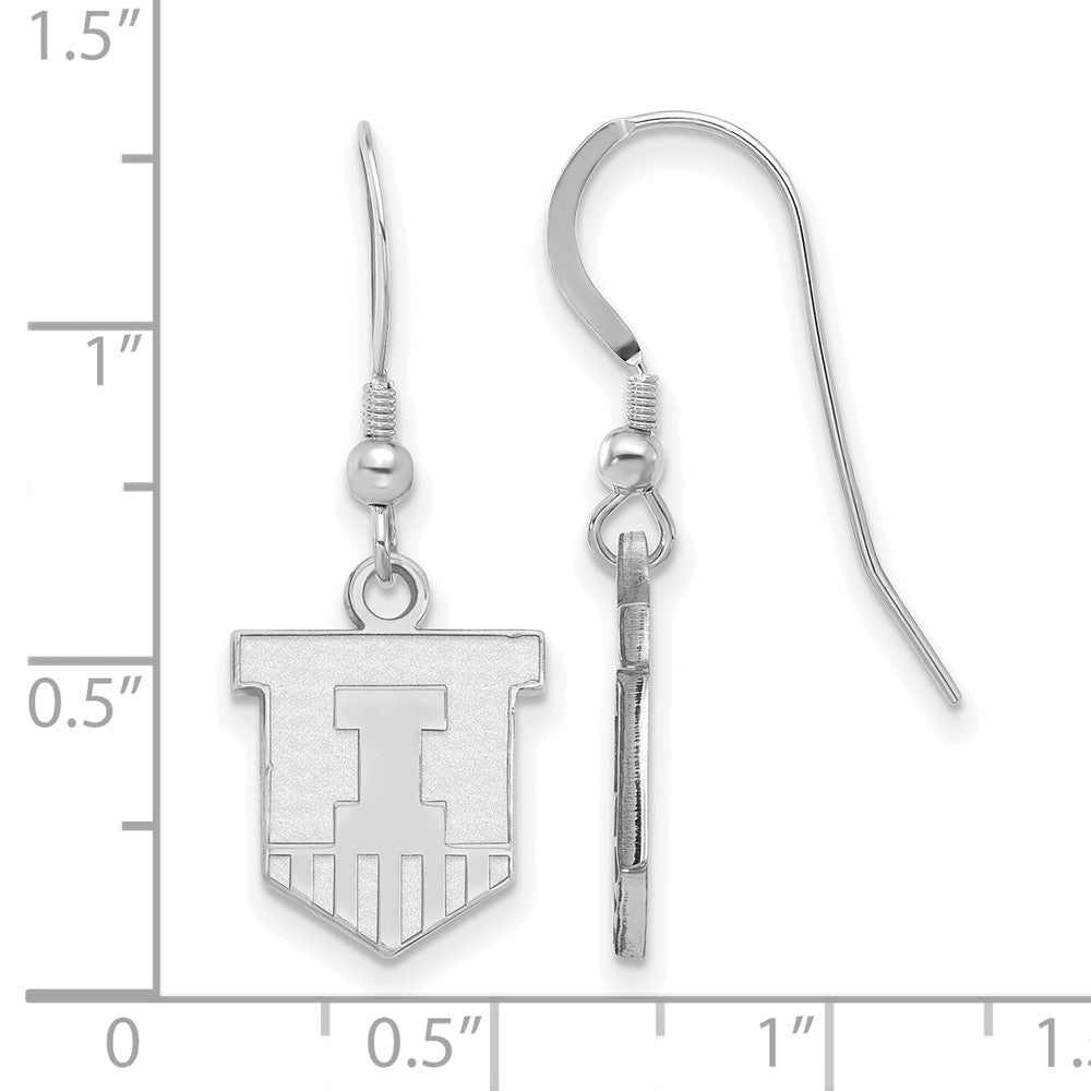 Sterling Silver Rhodium-plated University of Illinois Small Dangle Earrings