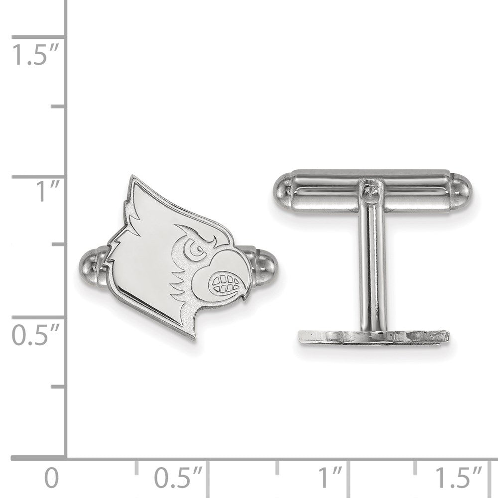 Sterling Silver Rhodium-plated University of Louisville Cuff Links