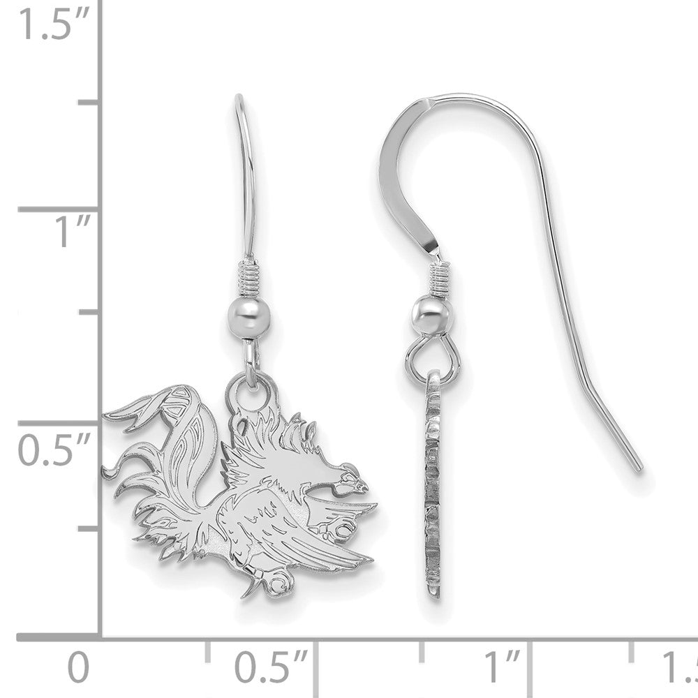 Sterling Silver Rhodium-plated U. of South Carolina Small Dangle Earrings