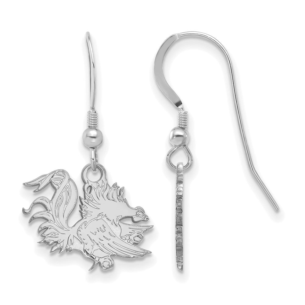 Sterling Silver Rhodium-plated U. of South Carolina Small Dangle Earrings
