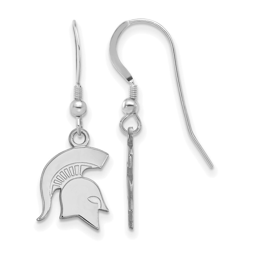 Sterling Silver Rhodium-plated Michigan State U. Small Dangle Earrings