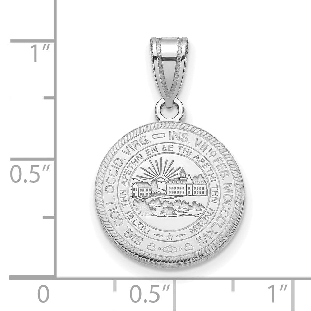 Sterling Silver Rhodium-plated West Virginia Univ. Medium Crest Pendant