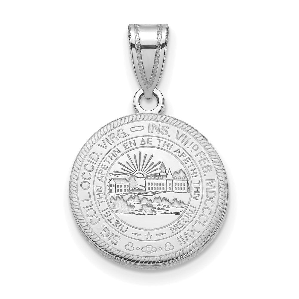 Sterling Silver Rhodium-plated West Virginia Univ. Medium Crest Pendant