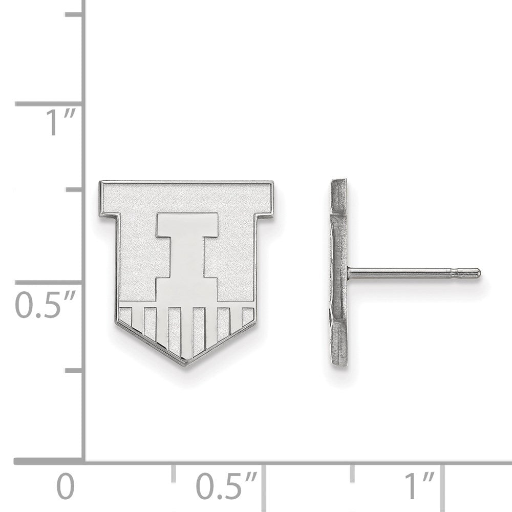 Sterling Silver Rhodium-plated University of Illinois Small Post Earring